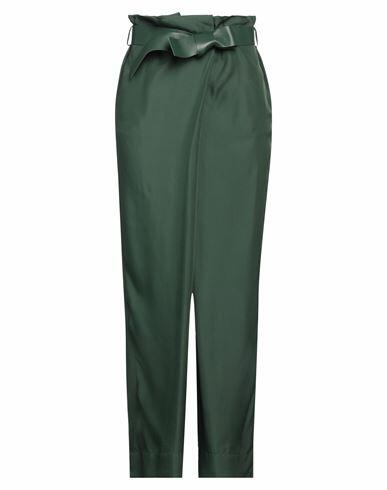 Ferragamo Woman Pants Dark green Viscose, Silk, Lambskin Cover