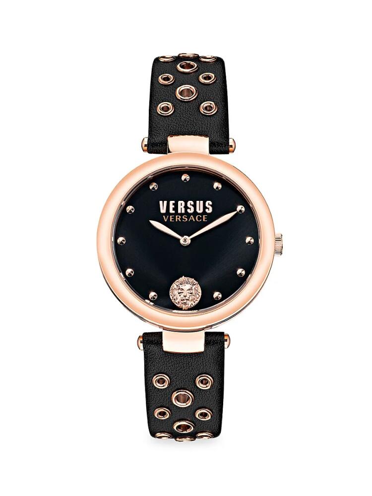 Versus Versace Women's 34MM Los Feliz Rose Goldplated Stainless Steel & Leather Strap Watch Cover