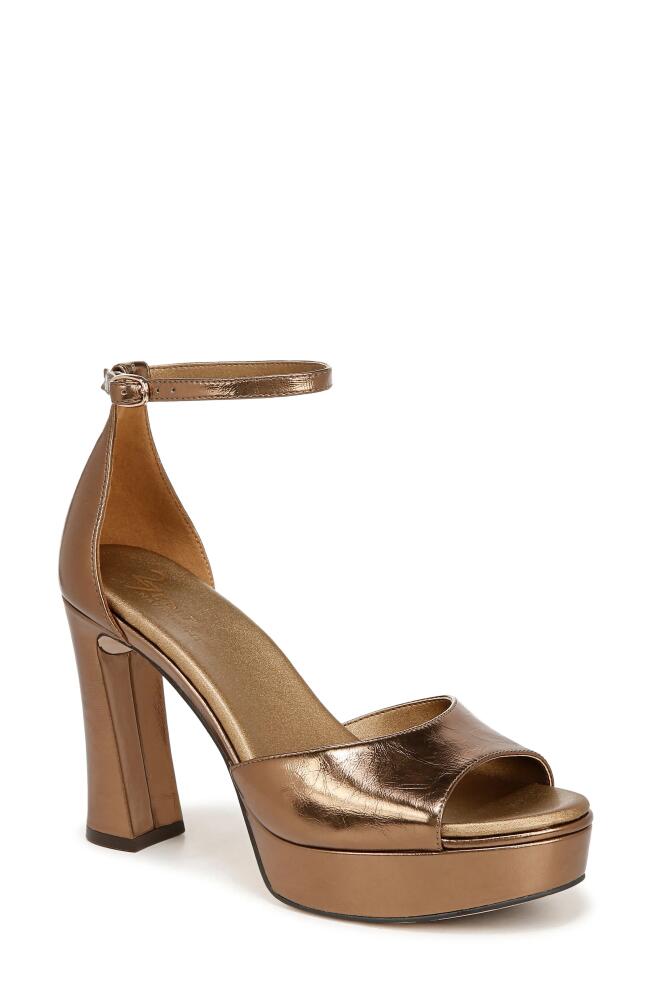 27 EDIT Naturalizer Delphie Ankle Strap Platform Sandal in Old Gold Leather Cover