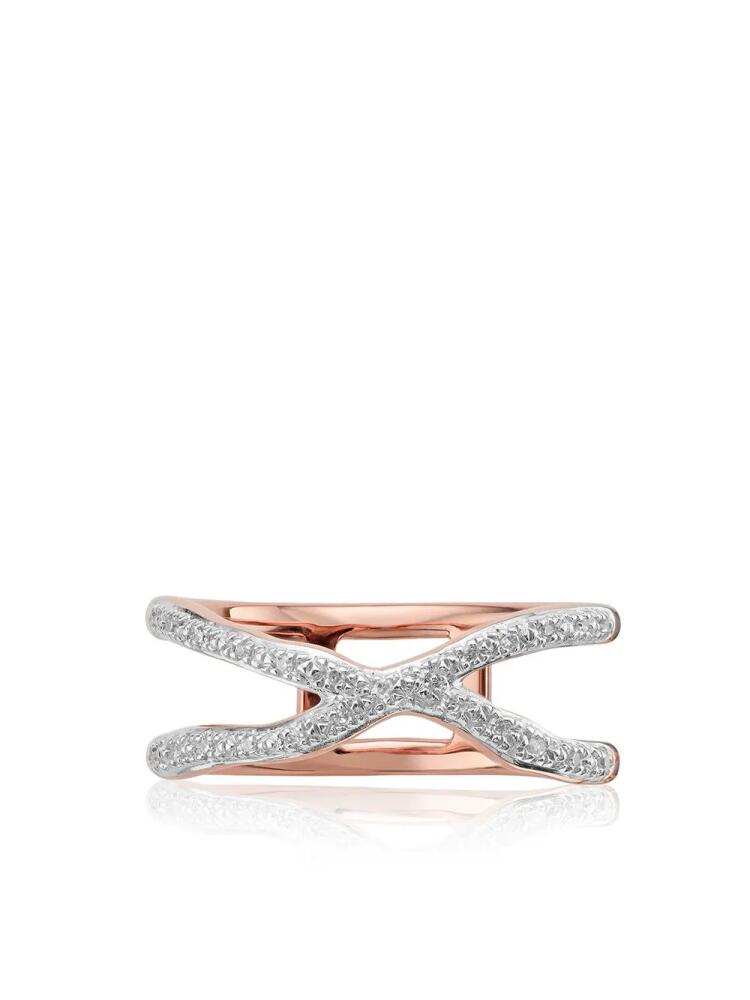 Monica Vinader Riva wave cross ring - Pink Cover