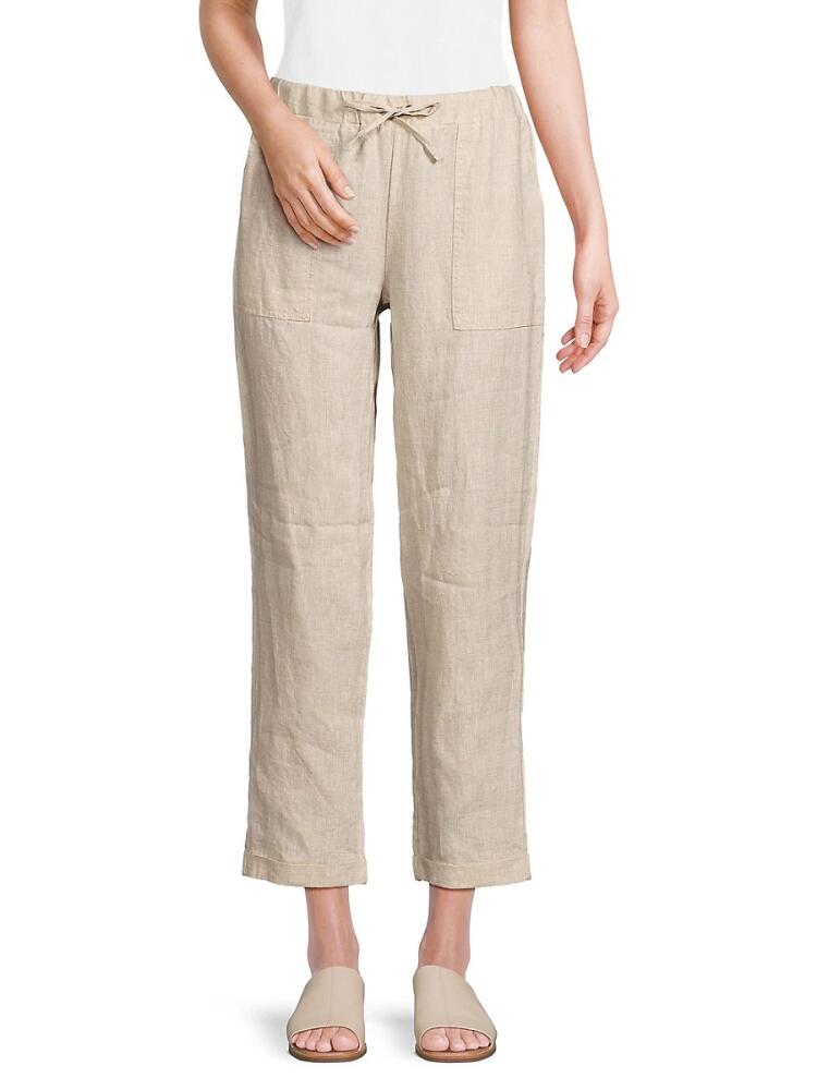 Saks Fifth Avenue Women's 100% Linen Drawstring Pants - Natural Cover