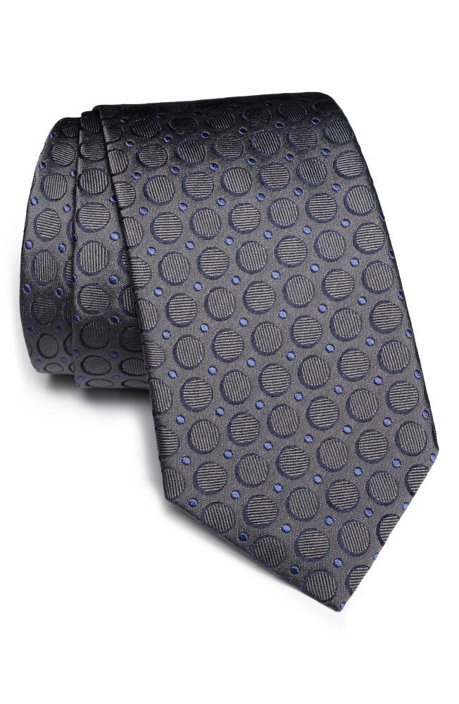 Jack Victor Lorimer Medallion Print Silk Tie in Charcoal Cover