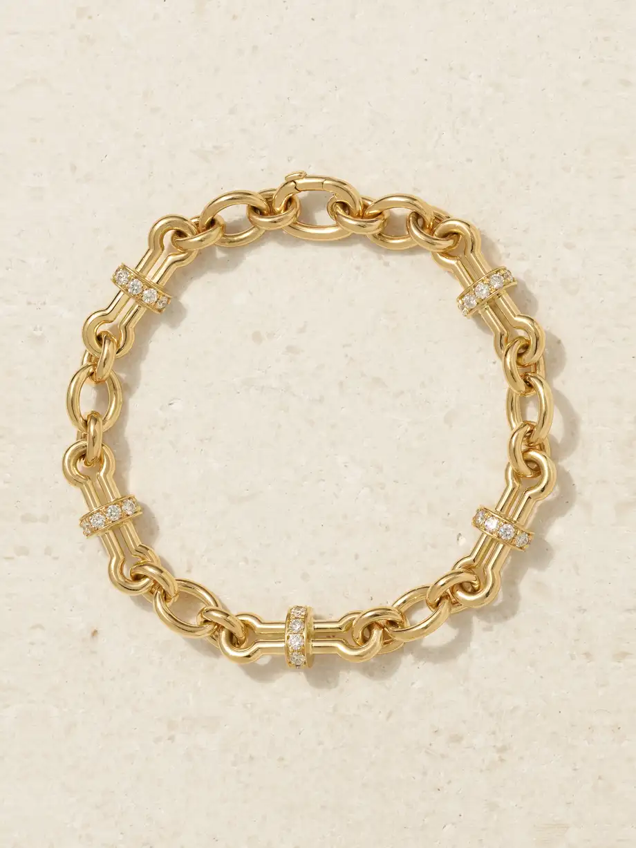 DAVID WEBB - Barbell 18-karat Gold Diamond Bracelet - One size Cover