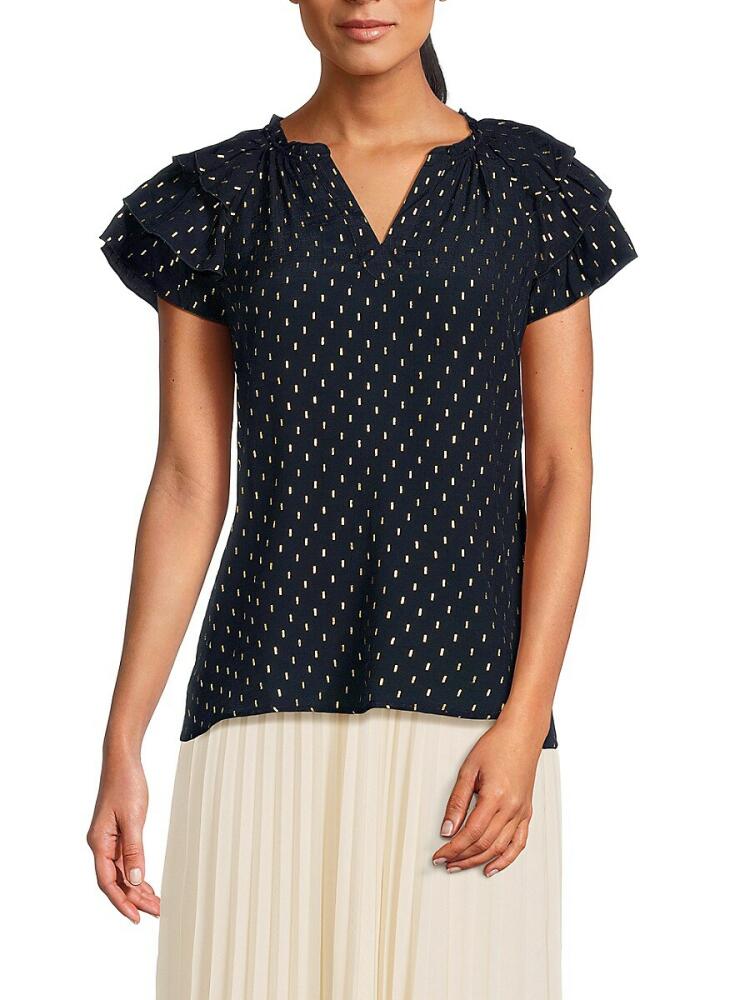 NANETTE nanette lepore Women's Metallic Trim Top - Nanette Navy Cover