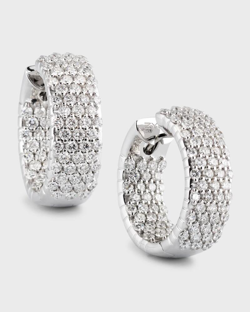 ZYDO 18K White Gold Pave Hoop Earrings with Diamonds Cover