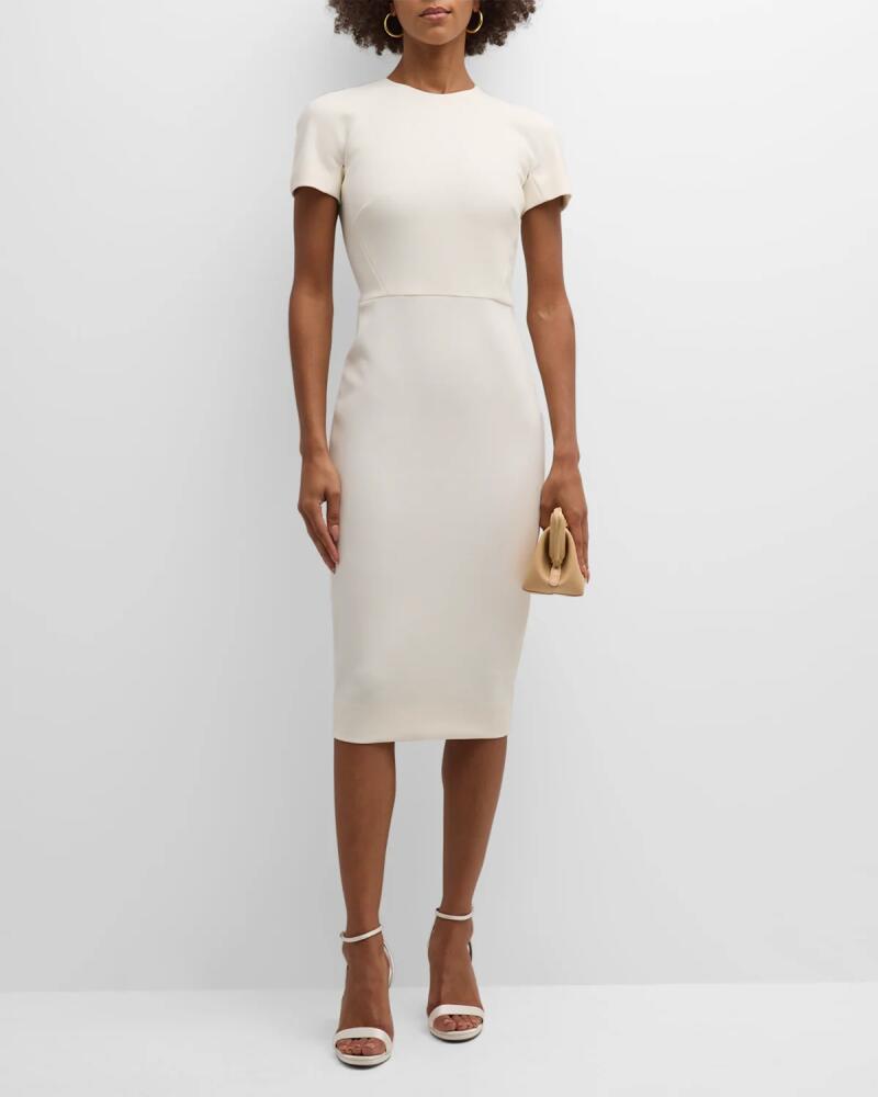 Victoria Beckham T-Shirt Fitted Midi Dress with Back Zipper Cover