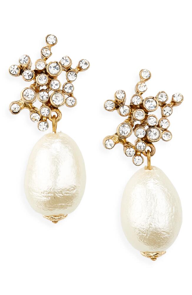 Oscar de la Renta Turbillion Imitation Pearl & Crystal Earrings Cover