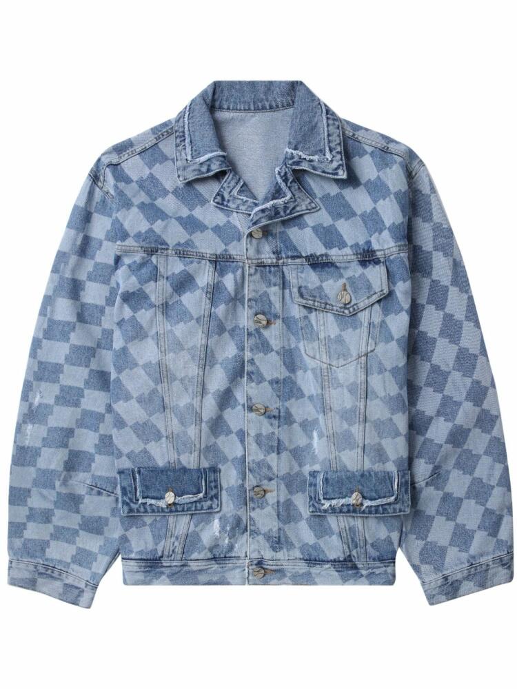 Ader Error check-pattern denim jacket - Blue Cover