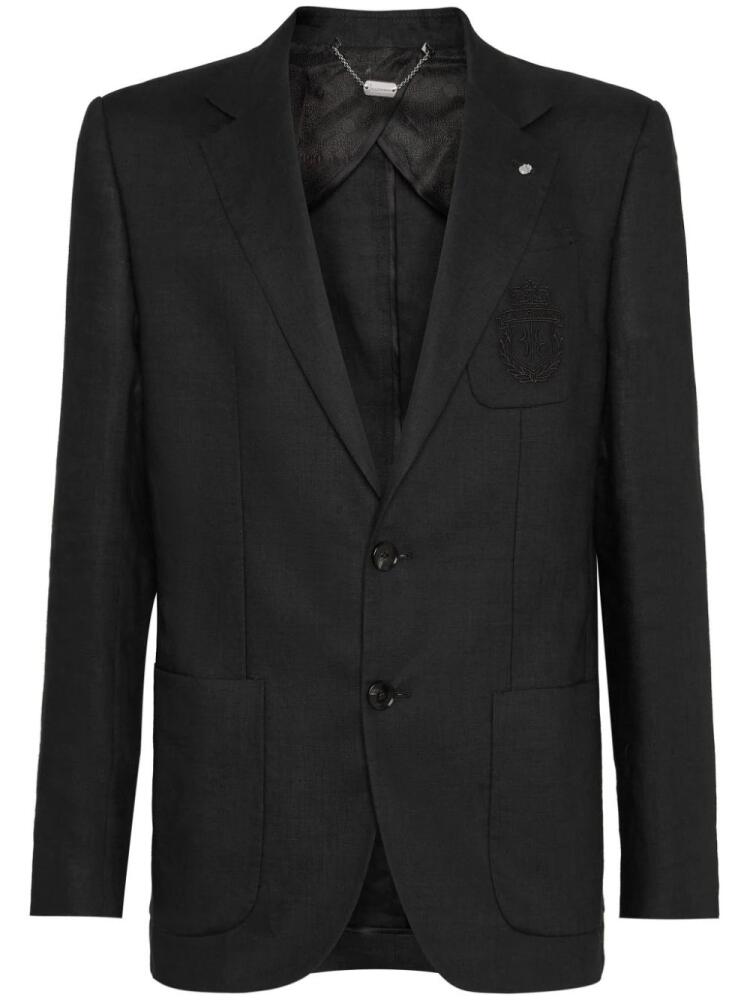 Billionaire linen single-breasted blazer - Black Cover