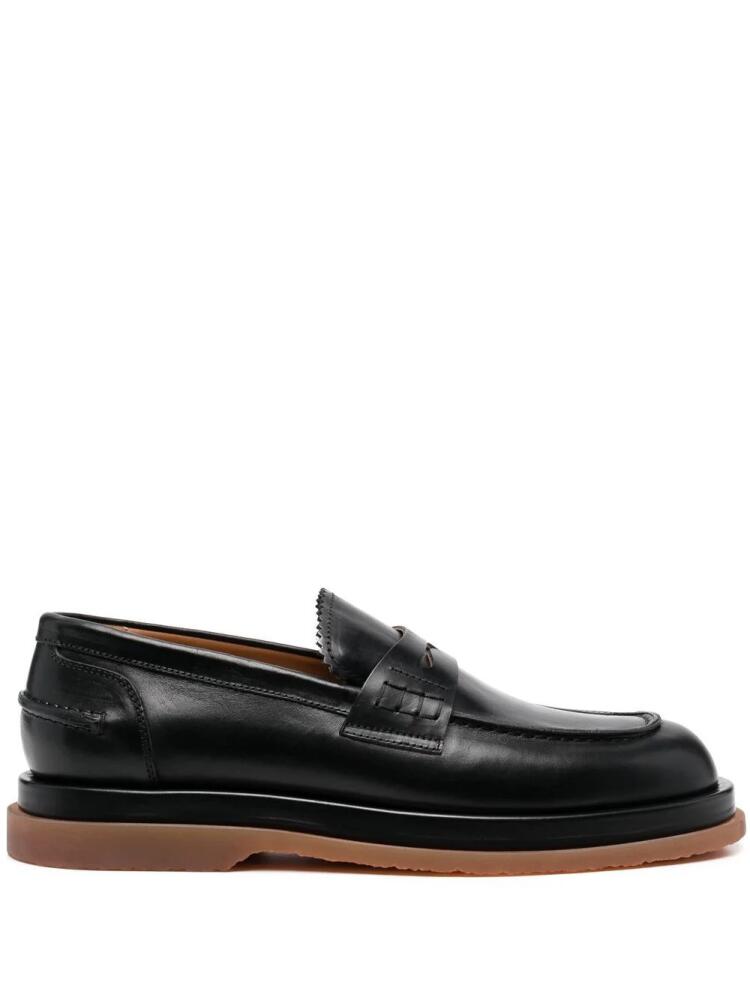 Buttero piped-trim leather loafers - Black Cover