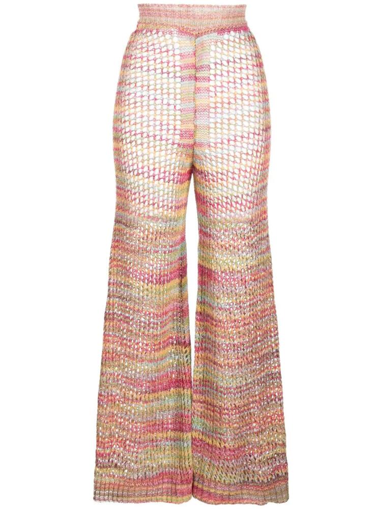 Laneus flared open-knit trousers - Pink Cover