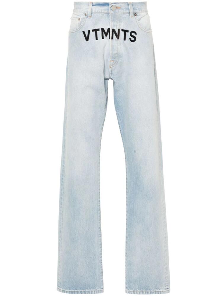 VTMNTS logo-embroidered cotton jeans - Blue Cover