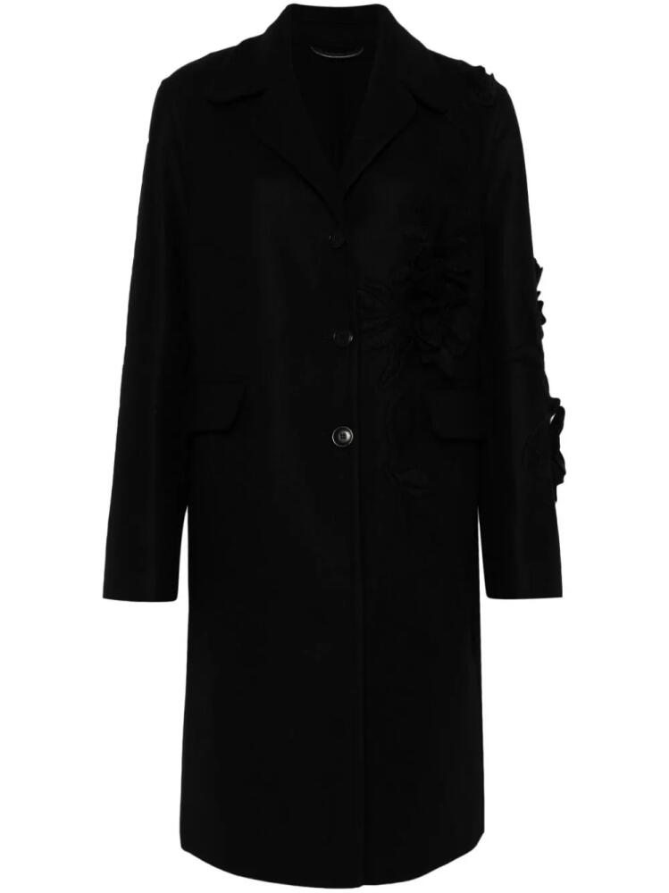 Ermanno Scervino floral-appliqué coat - Black Cover