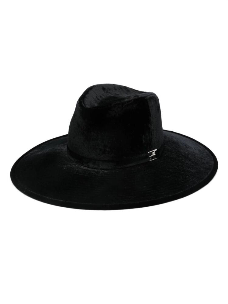 Alberta Ferretti logo-plaque fedora hat - Black Cover