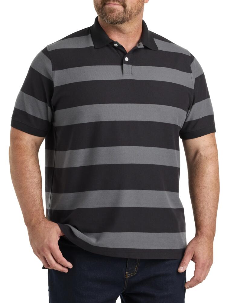 Harbor Bay by DXL Striped Polo Shirt in Black Grey Cover