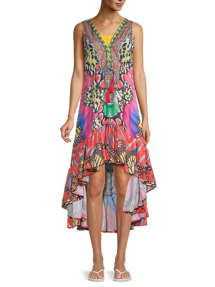 Ranee's Women's Butterfly High-Low Coverup Dress - Pink Multi Cover