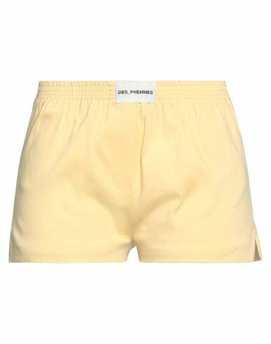 Des_phemmes Woman Shorts & Bermuda Shorts Yellow Cotton, Elastane Cover