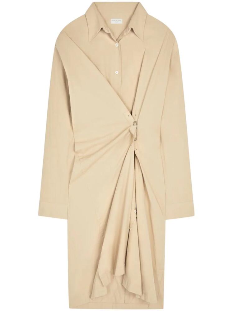 DRIES VAN NOTEN draped cotton shirt dress - Neutrals Cover