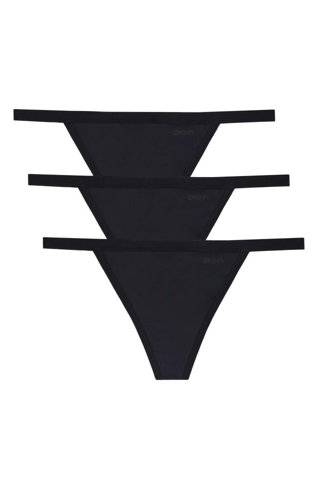 DKNY Assorted 3-Pack Active Comfort Microfiber G-Strings in Black Cover