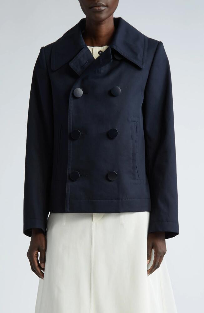 Bottega Veneta Regular Fit Cotton Twill Peacoat in Midnight Blue Cover