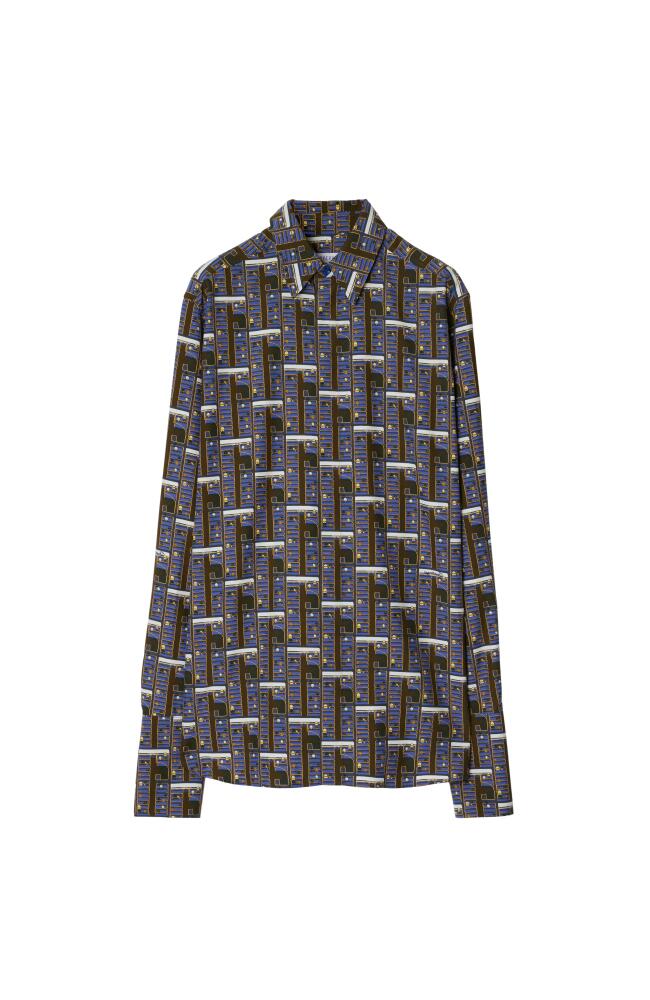 burberry Bus Silk Shirt in Knight Cover