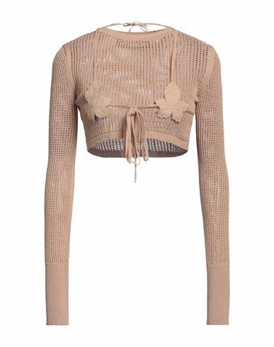 Andreādamo Woman Sweater Light brown Viscose, Polyester, Polyamide, Elastane Cover