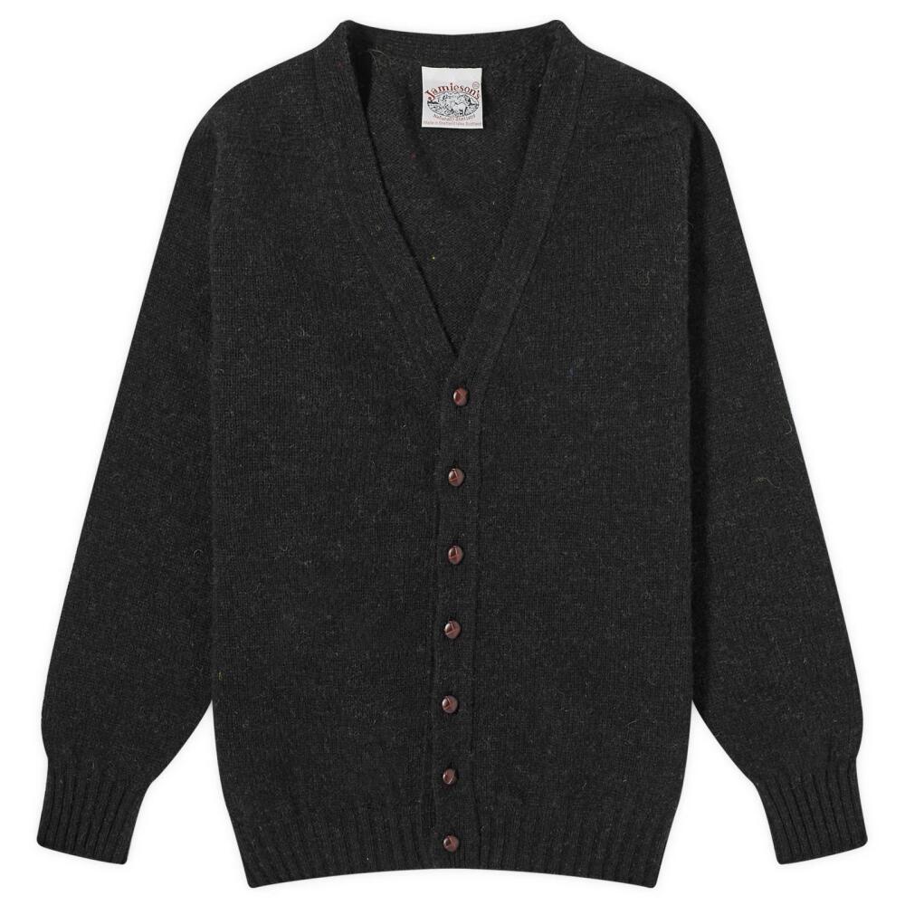 Jamieson's of Shetland Men's V-Neck Cardigan in Black Mix Cover