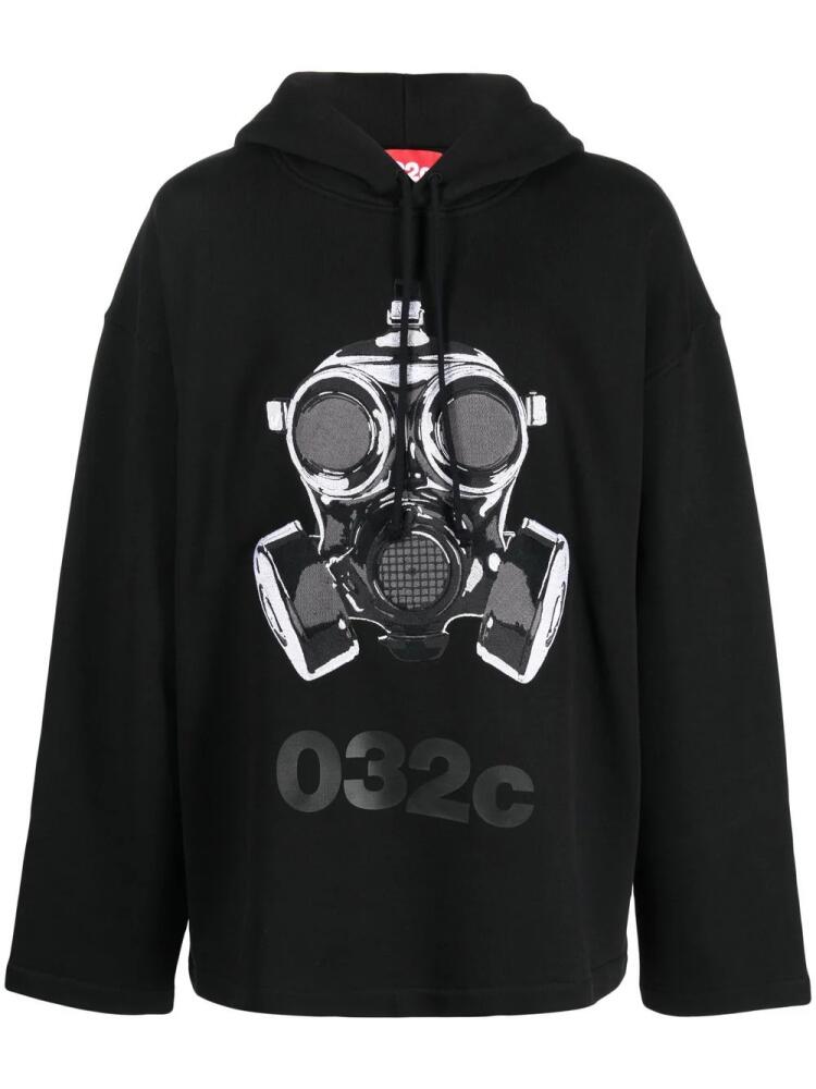 032c graphic-print drop-shoulder hoodie - Black Cover