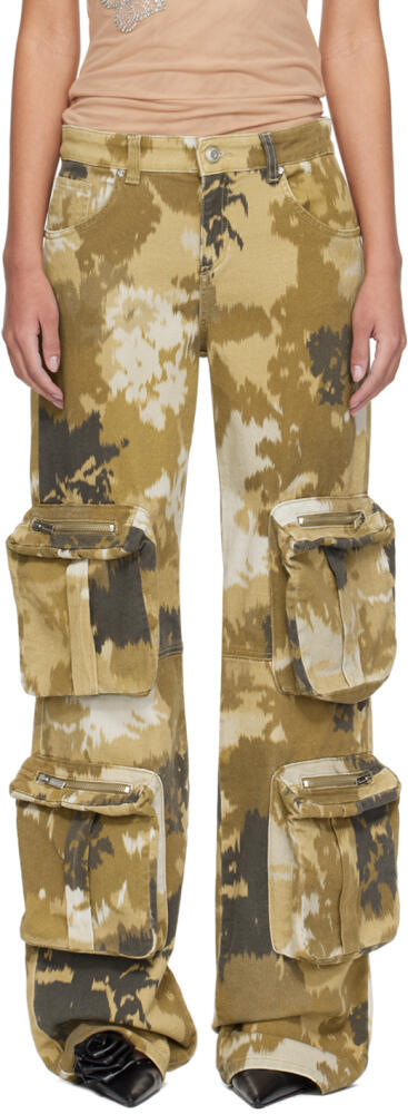 Blumarine Brown Camouflage Denim Cargo Pants Cover