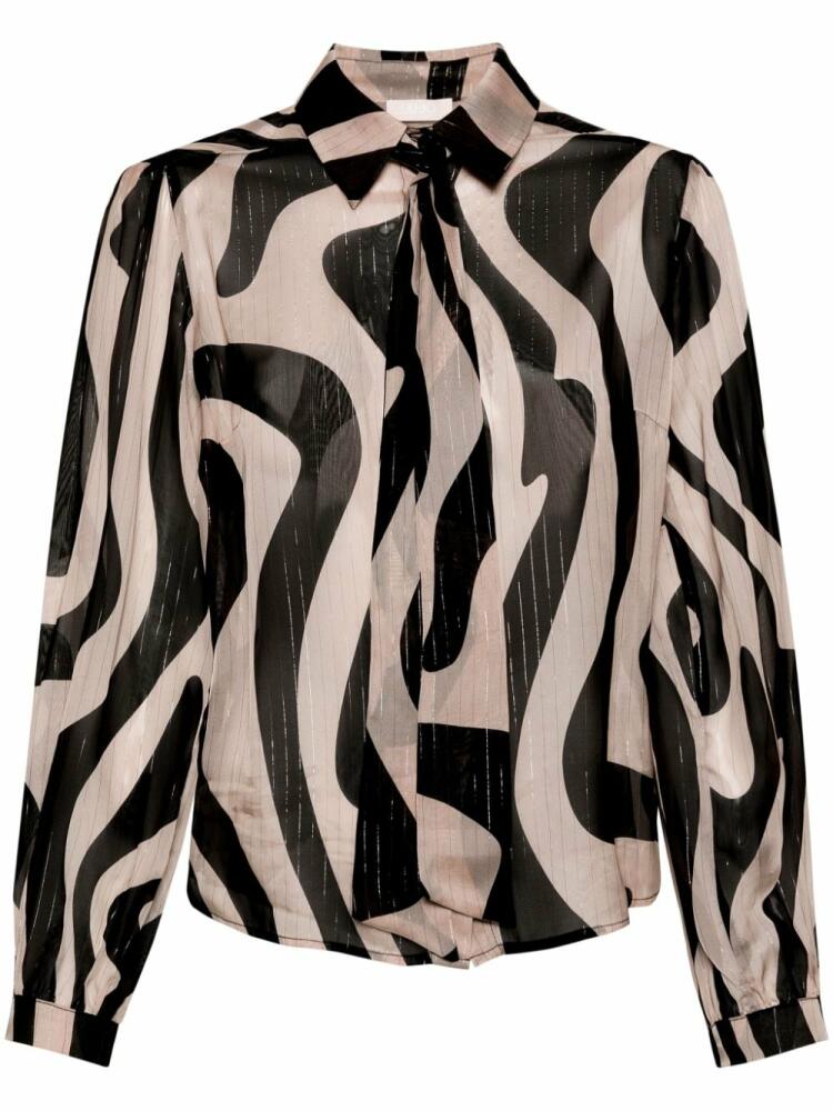 LIU JO abstract-print lurex-stripes shirt - Pink Cover