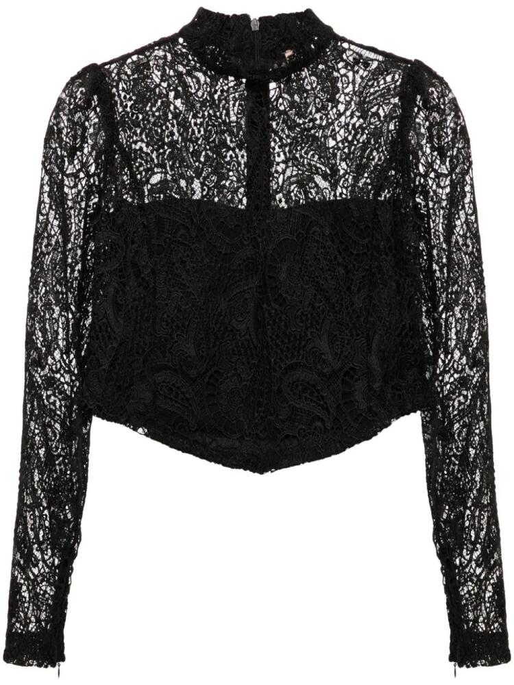 TWINSET macramé lace cropped blouse - Black Cover