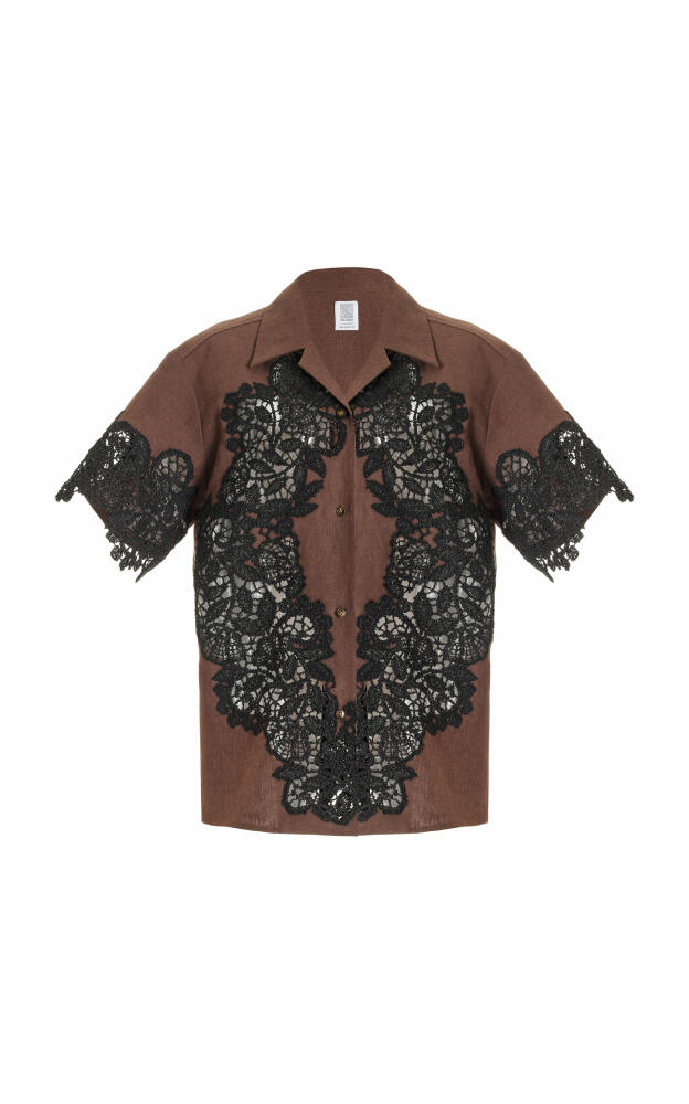 Rosie Assoulin - Cabana Crocheted-Lace Linen Shirt - Brown Cover