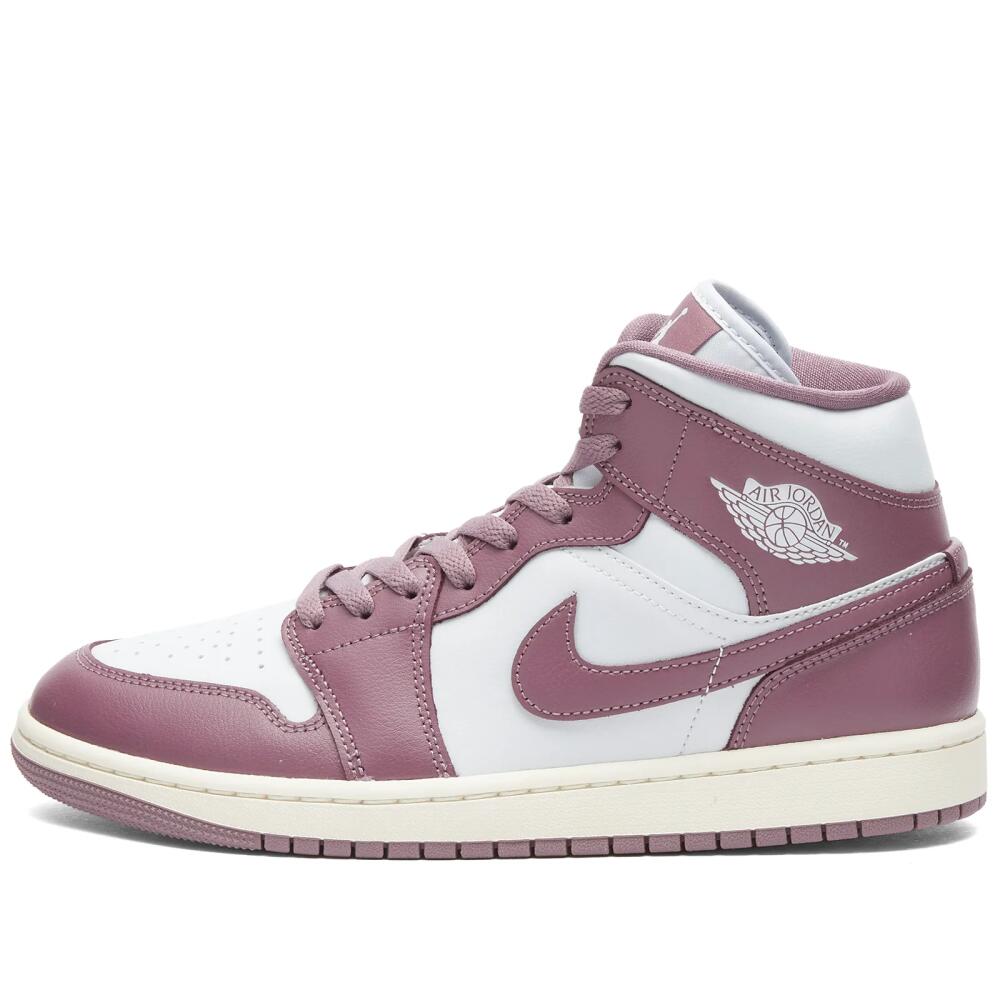 Air Jordan Women's 1 Mid Sneakers in Pure Platinum/Sky J Mauve Cover