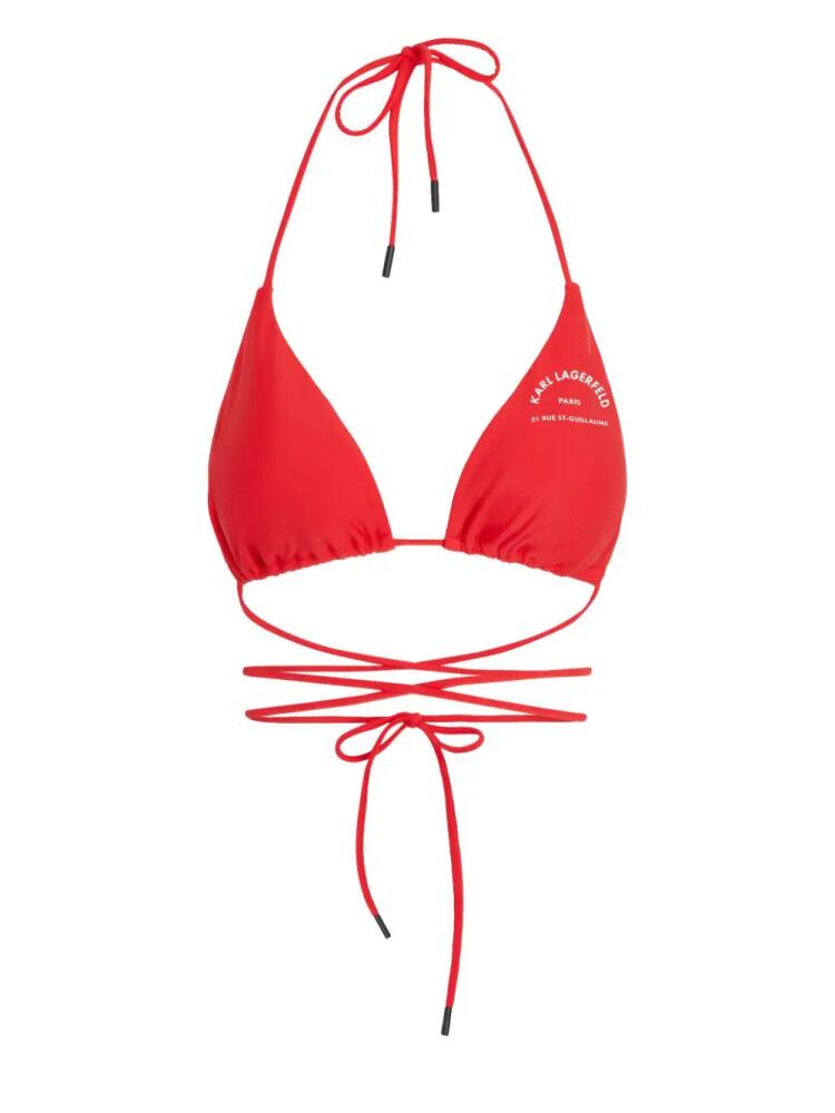 Karl Lagerfeld logo-print triangle bikini top - Red Cover