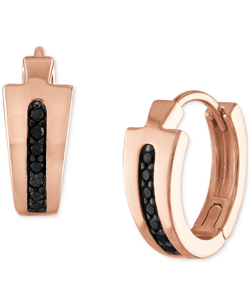 Bulova 14k Rose Gold-Plated Sterling Silver Black Diamond Hoop Earrings, 0.5" - Rose Gold Tone Cover