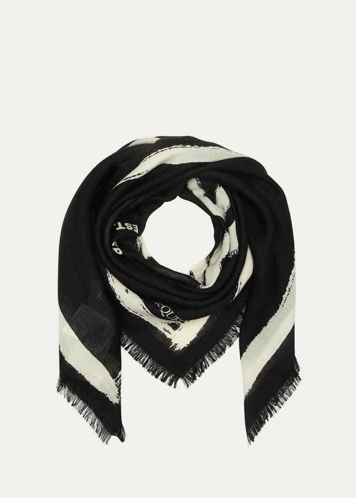 Alexander McQueen Graffiti Logo Wool Scarf Cover