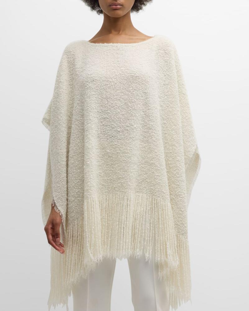 Alonpi Fringed Boucle Cashmere & Silk Poncho Cover