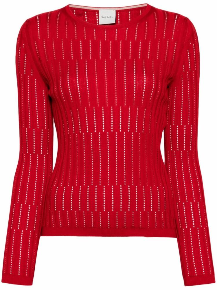 Paul Smith pointelle-knit cotton jumper - Red Cover