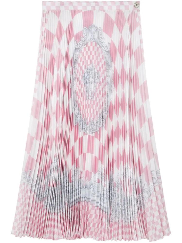 Versace Medusa-print pleated midi skirt - Pink Cover