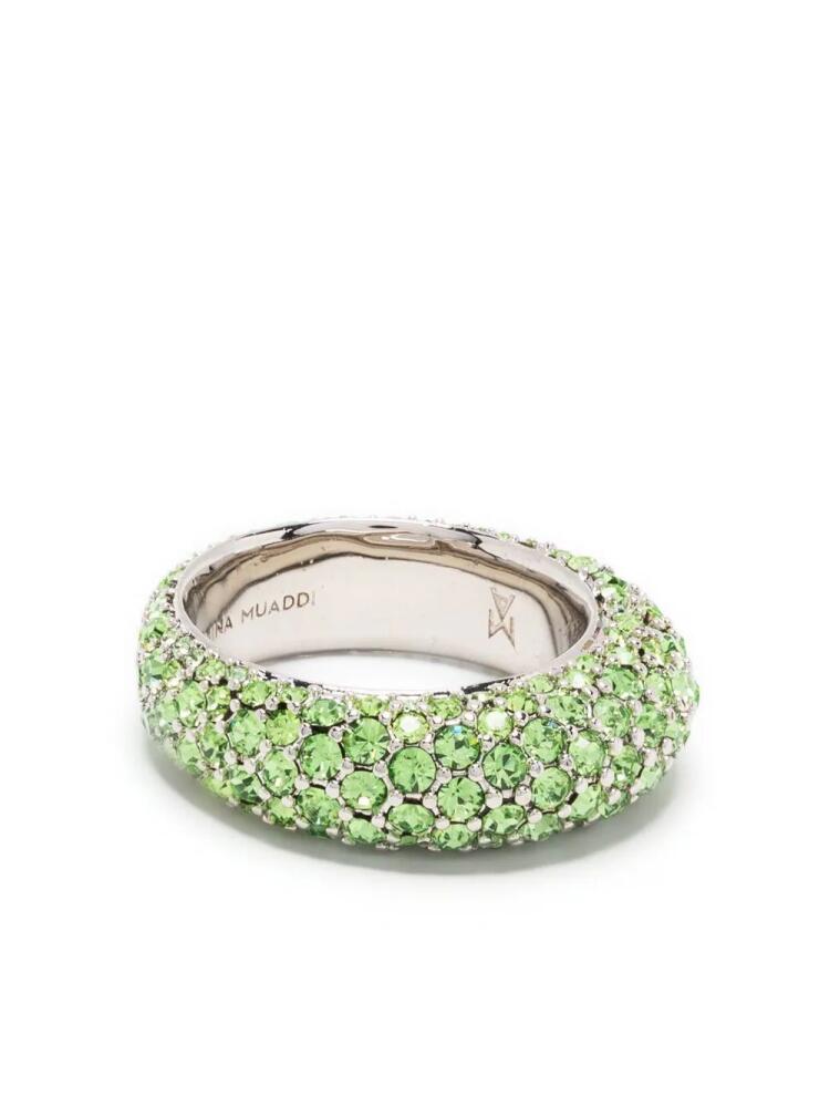 Amina Muaddi crystal-embellished ring - Green Cover