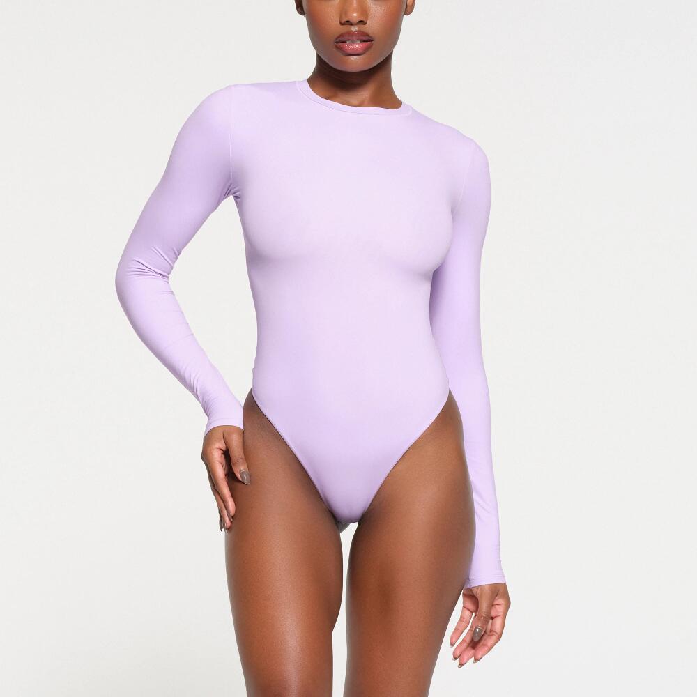 SKIMS Long Sleeve Crew Neck Bodysuit | Purple | 2XL | Fits Everybody Cover