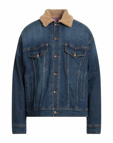 Versace Jeans Couture Man Denim outerwear Blue Polyester, Cotton Cover