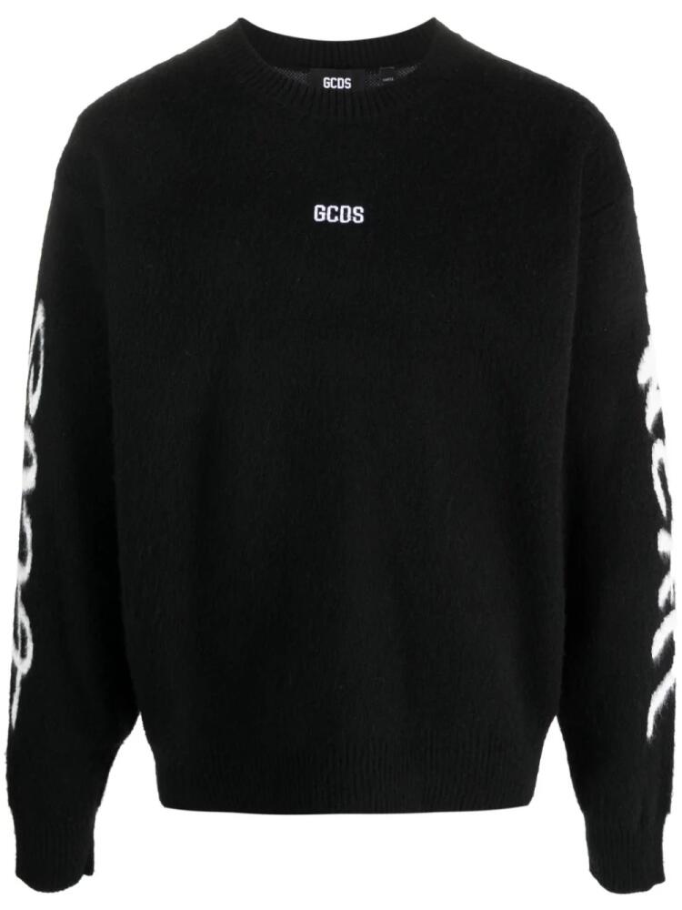 GCDS Gcds Graffiti Brushed Sweater - Black Cover