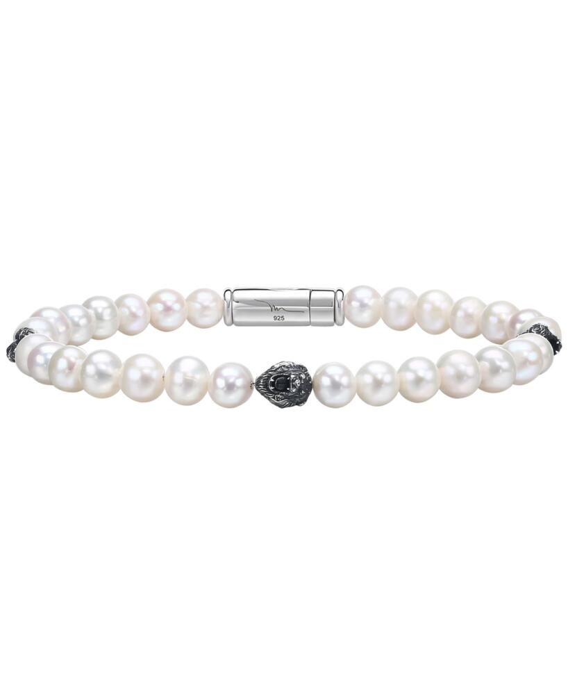 Bulova Men's Freshwater Pearl & Lion Beaded Bracelet in Sterling Silver-Plate Cover