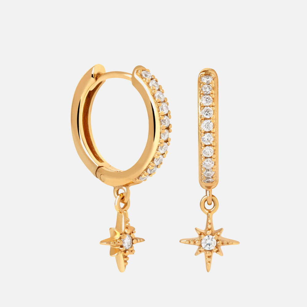 Astrid & Miyu Crystal Star Gold-Plated Hoop Earrings Cover