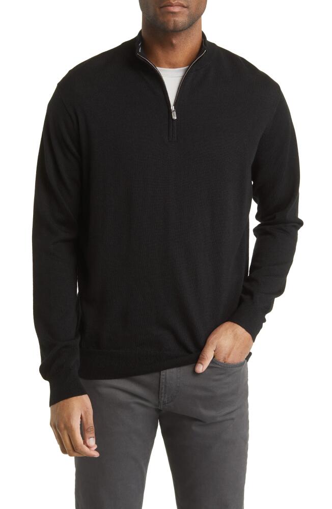 Peter Millar Crown Soft Quarter Zip Merino Wool Blend Pullover in Black Cover