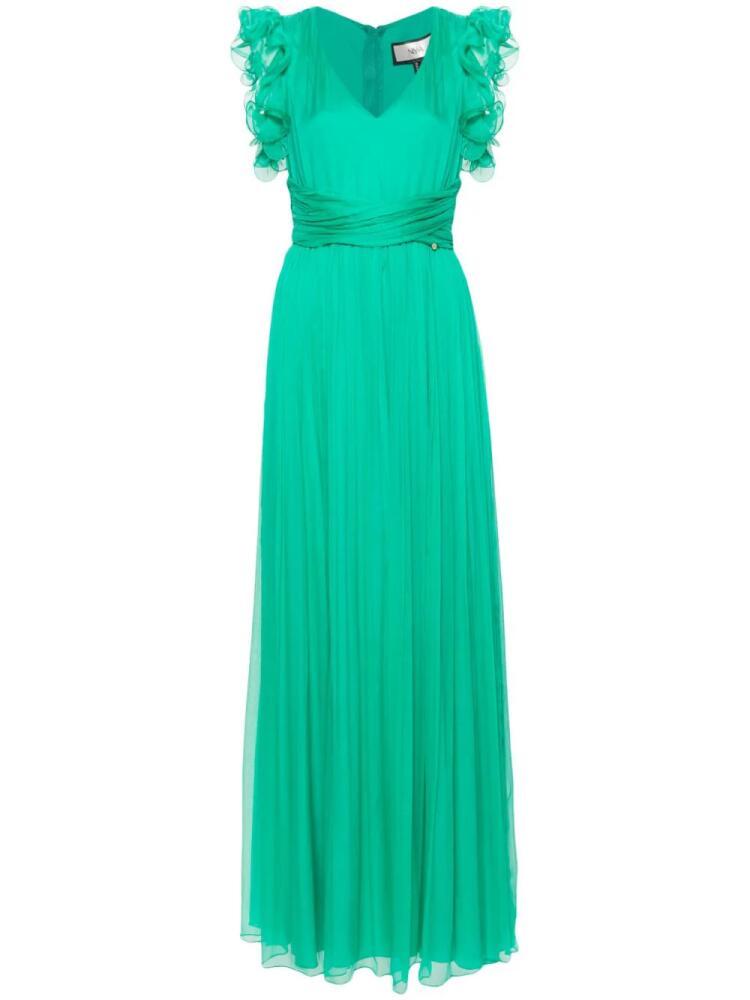 NISSA ruffled silk maxi dress - Green Cover