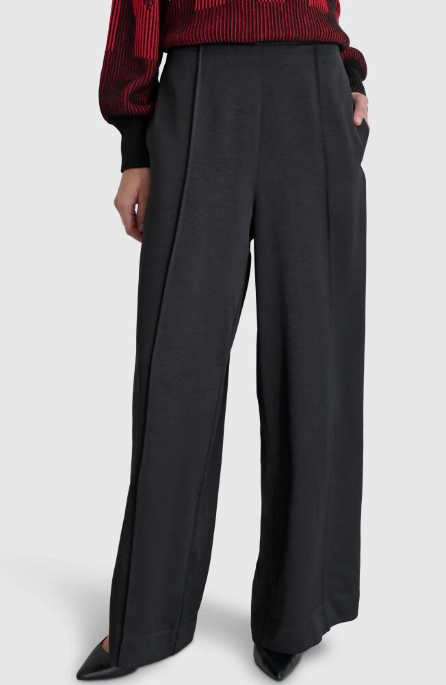 DKNY Pintuck Wide Leg Pants in Black Cover