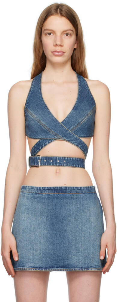 ALAÏA Blue Pin-Buckle Denim Tank Top Cover