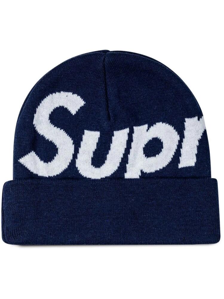 Supreme Big Logo knitted beanie - Blue Cover